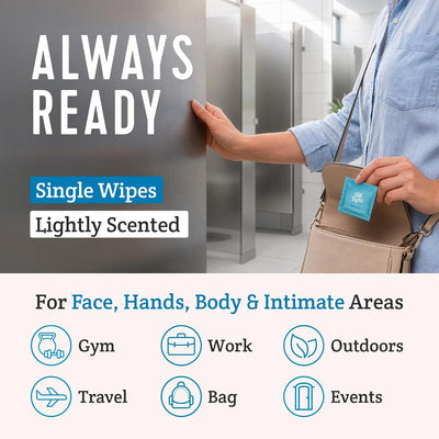 Stall Mates - Flushable Wipes, Individually Wrapped, Travel Friendly, Scented with Cucumber, Vitamin-E & Oat, (30 on-the-go singles)