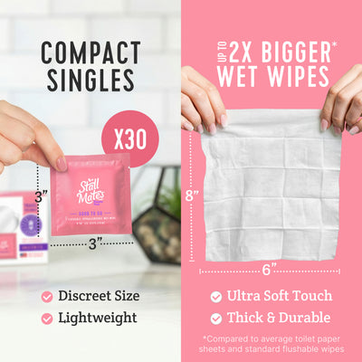 Stall Mates Feminine Fresh: 30 on-the-go flushable wipe singles (PH-Balanced)