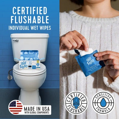 Stall Mates Wipes Witch Hazel: Flushable Wipes | Individually Wrapped | (30 on-the-go singles)