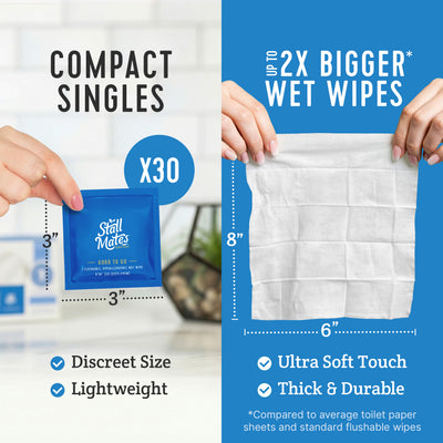 Stall Mates Wipes Witch Hazel: Flushable Wipes | Individually Wrapped | (30 on-the-go singles)