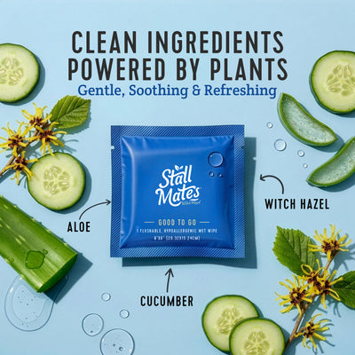 Stall Mates Wipes Witch Hazel: Flushable Wipes | Individually Wrapped | (30 on-the-go singles)