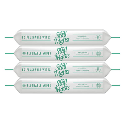 Stall Mates: 60 Flushable Wipes (4 Packs - 240 Wipes Total)